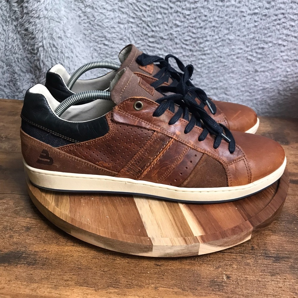 BullBoxer Sneakers‎ Mens 12 Cognac Brown Leather Lace Up Tennis Shoes